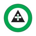 Accuform Hard Hat Sticker, 214 in Length, 214 in Width, First Aid Symbol Legend, Adhesive Vinyl LHTL358